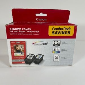NEW GENUINE Canon 210XL Black, CL-211XL Color, Photo Paper, COMBO PACK